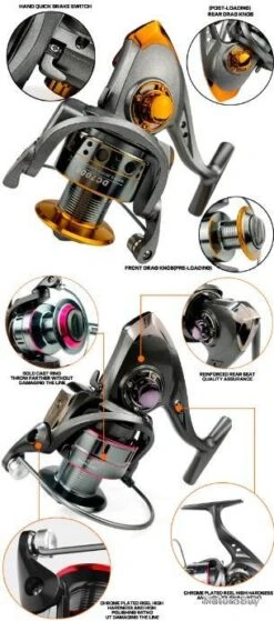 GHOTDA Moulinet De Pêche Spinning Avec Bobine En Métal Série 1000 Gold