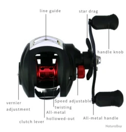 Moulinet De Pêche Baitcasting Traine 7.2:1 M18 Droitier Ou Gaucher Couleur Rouge -Daiwcia Magasin 00030 Moulinet de peche Baitcasting traine 7.2 1 M18 droitier ou gaucher couleur rouge